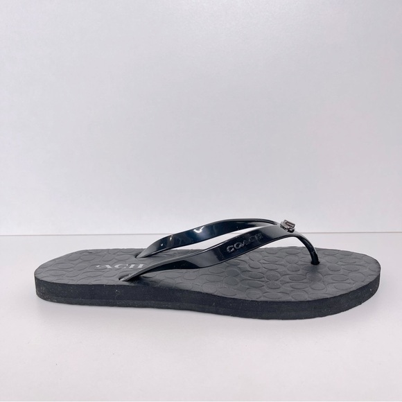 Coach Abbigail Flip Flops Turnlock Logo Thong Rubber Sandals Size 9 vacation - Picture 1 of 8